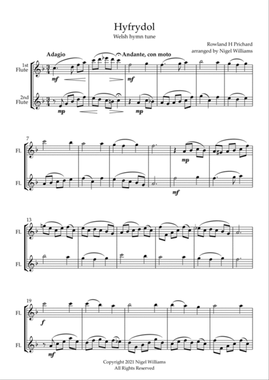 Hyfrydol, for Flute Duet Flute Duet scores gallery preview page 2