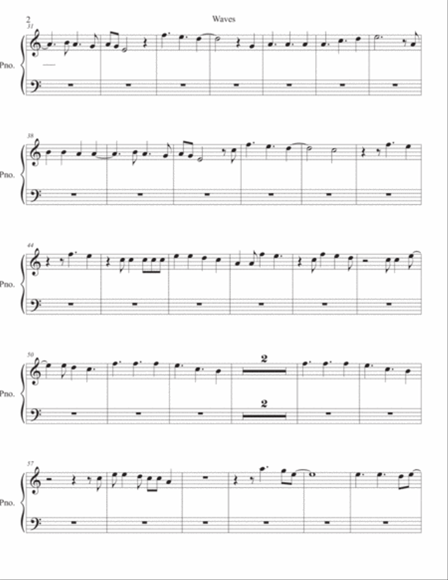 Waves Easy Piano scores gallery preview page 2