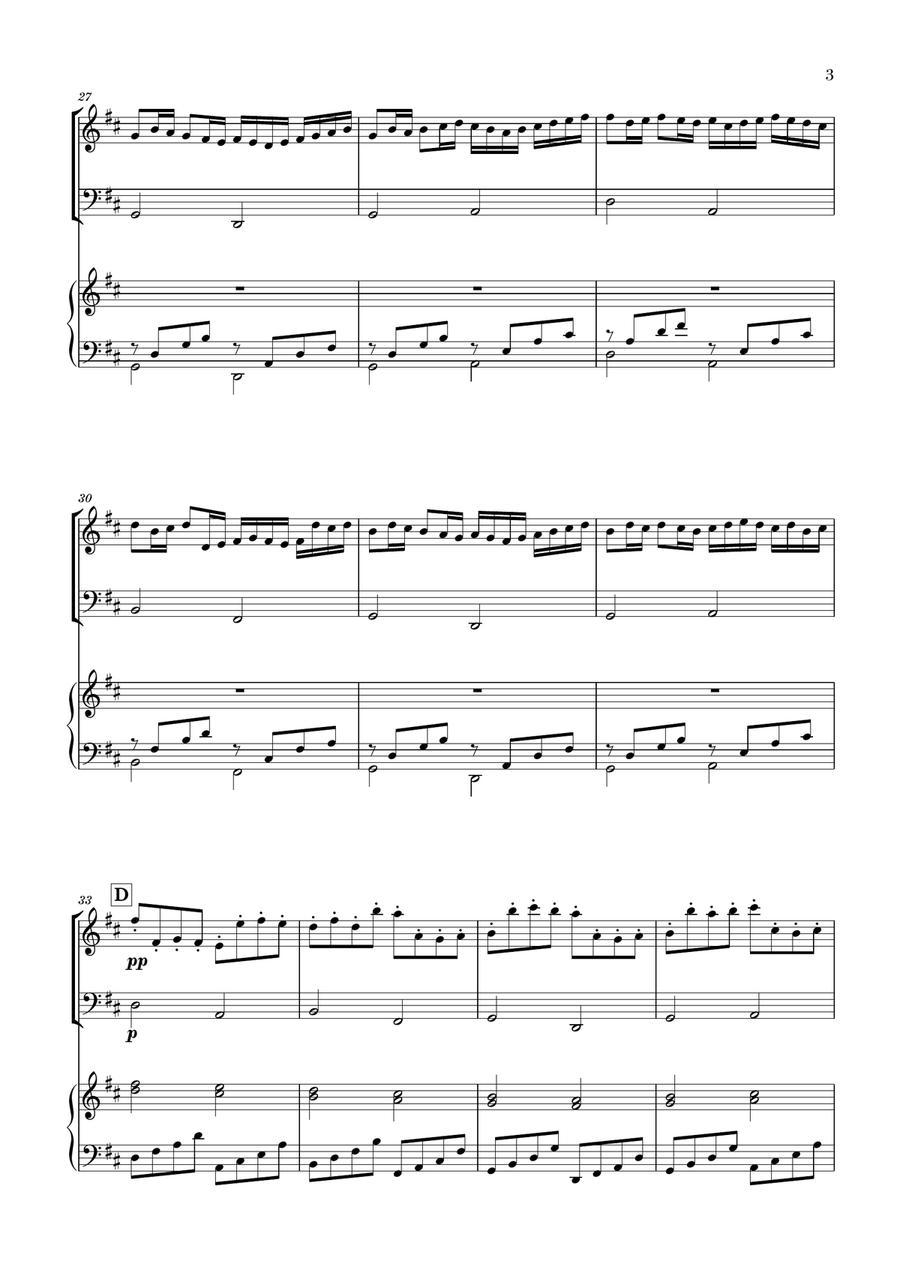 Canon in D for Violin, Cello and Piano Piano Trio scores gallery preview page 3