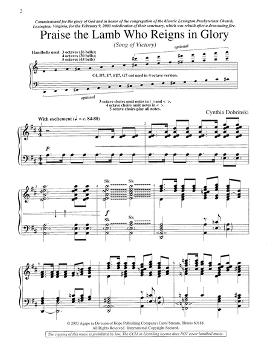 Praise the Lamb Who Reigns in Glory 5-Octaves scores gallery preview page 2