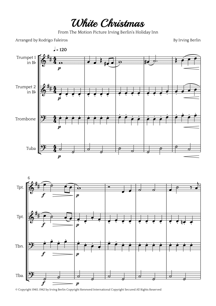 White Christmas Brass Quartet scores gallery preview page 1