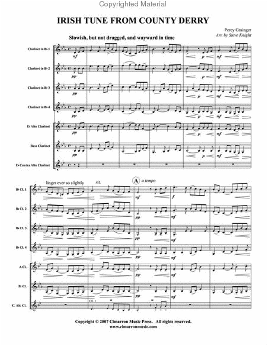 Irish Tune From County Derry Clarinet Choir scores gallery preview page 2