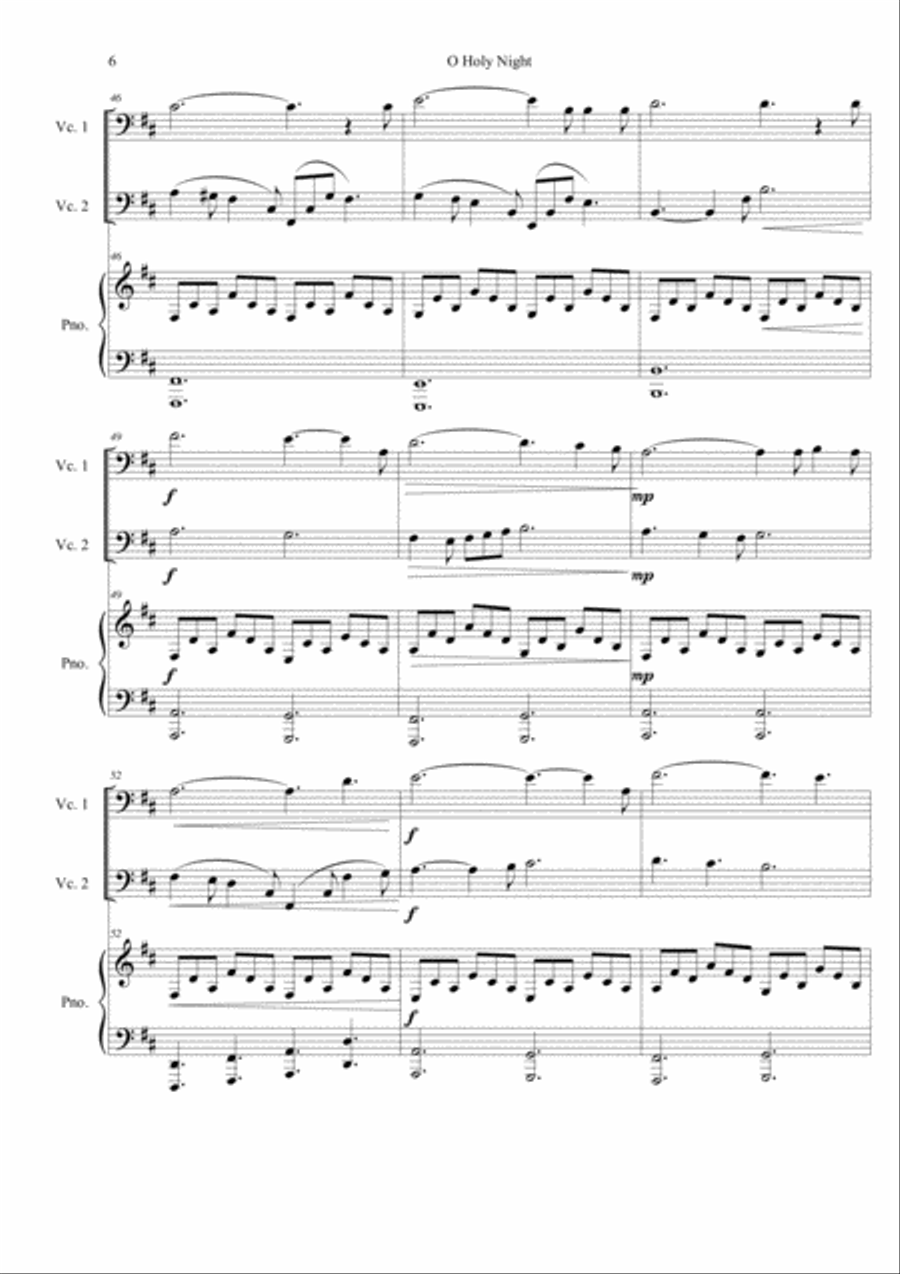 O Holy Night(for 2 Cellos and Piano) String Orchestra scores gallery preview page 6