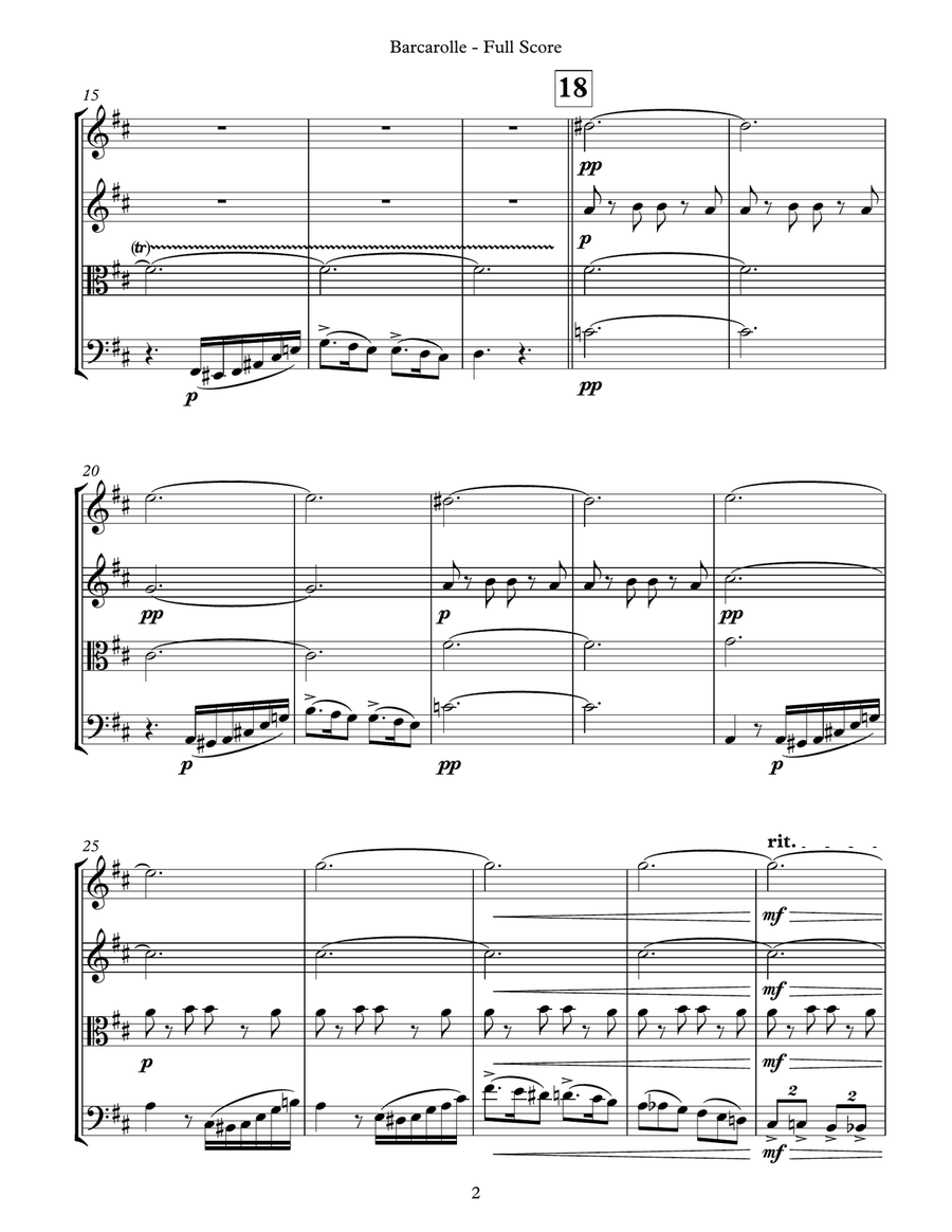 Barcarolle (for String Quartet) String Quartet scores gallery preview page 6