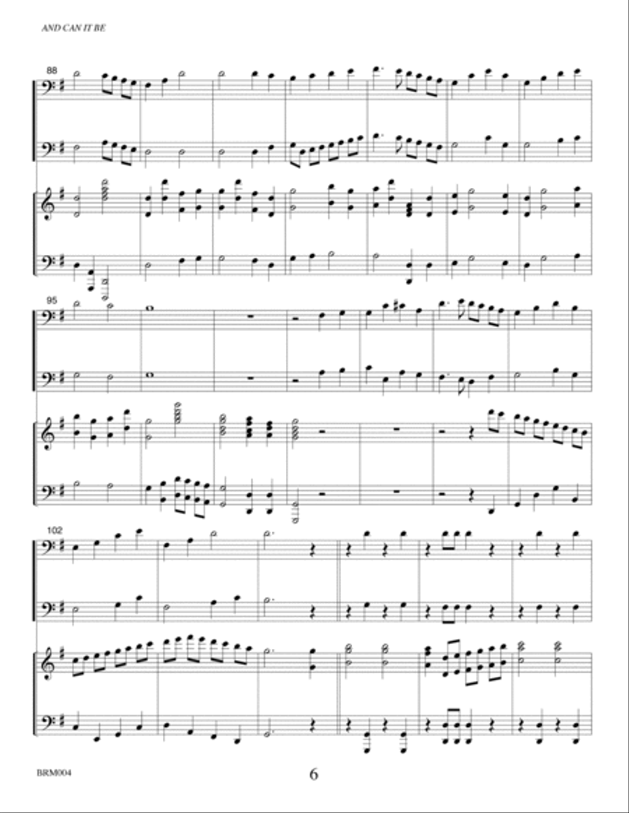 AND CAN IT BE - Trombone Duet with Piano. Optional M/F Vocal on one verse (or Congregation) Grade 2+ Choir scores gallery preview page 6