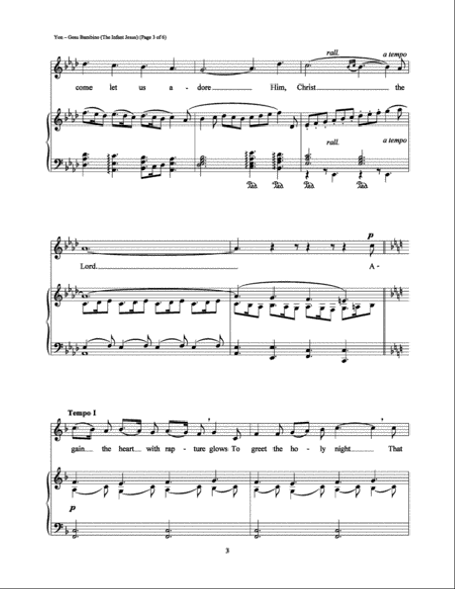 Gesu Bambino Piano, Vocal, Guitar scores gallery preview page 3