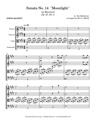 Moonlight Sonata 1st mvmt (Sonata No. 14 opus 27 no. 2) - Beethoven - String Quartet