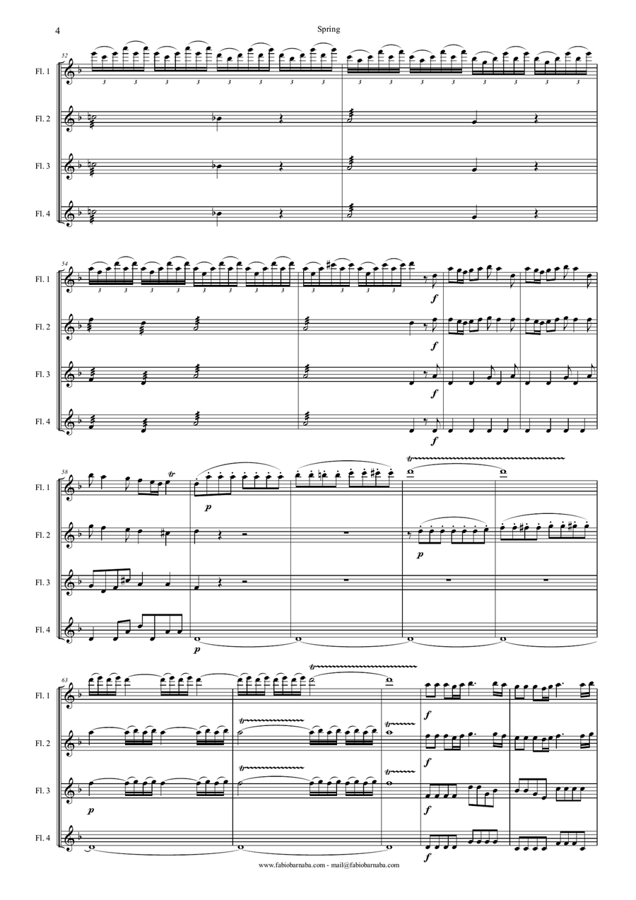 The Four Seasons - Spring - for Flute Quartet or Flute Choir Flute Choir scores gallery preview page 5