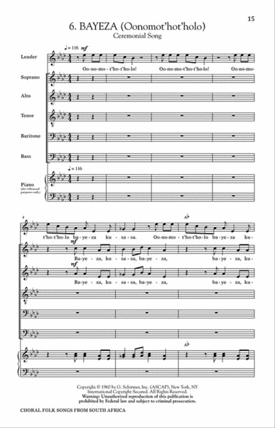 Choral Folk Songs from South Africa 4-Part scores gallery preview page 5