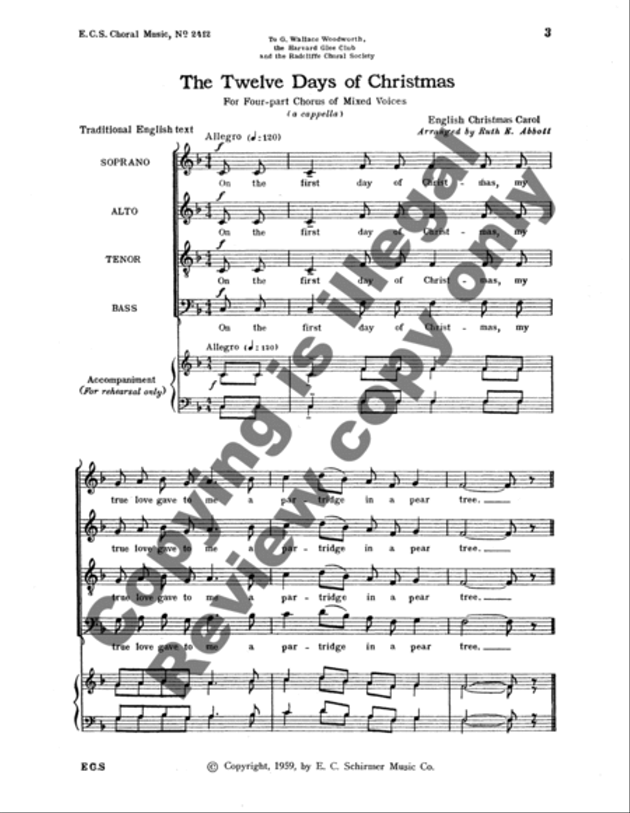 The Twelve Days of Christmas 4-Part scores gallery preview page 8