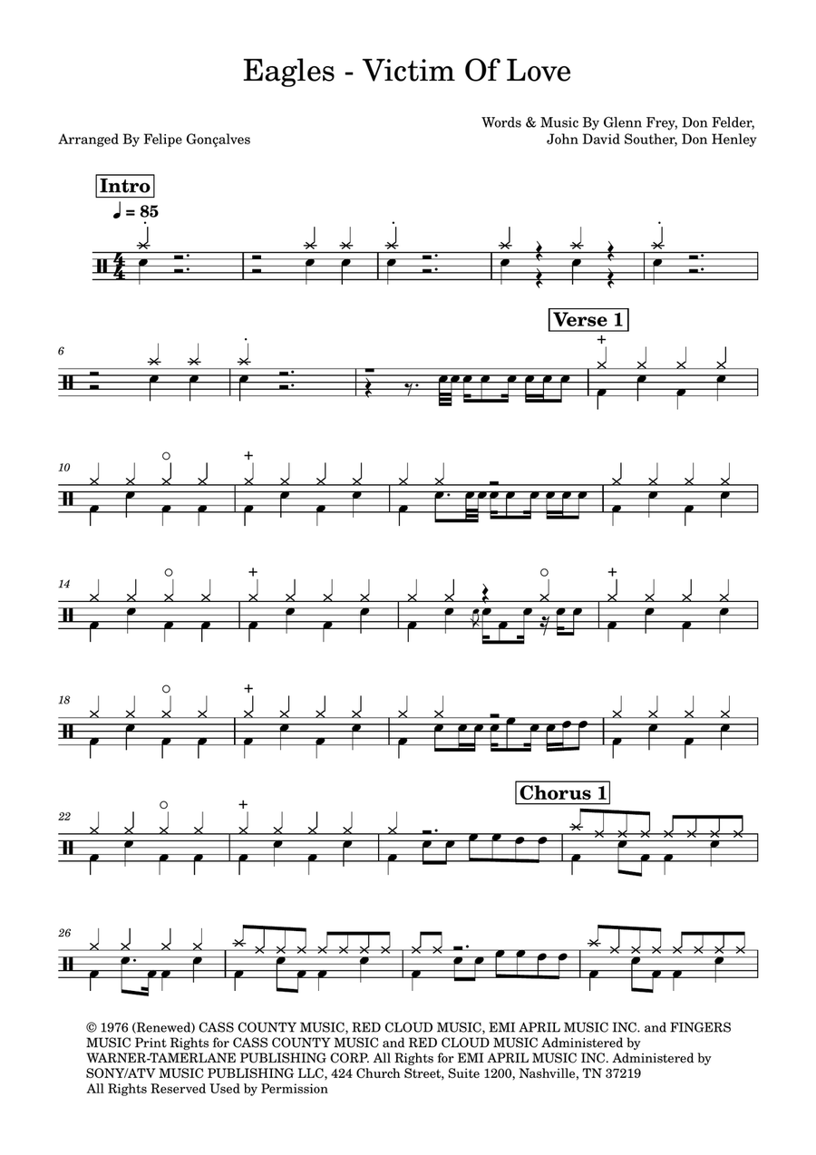 Victim Of Love Drum Set scores gallery preview page 1