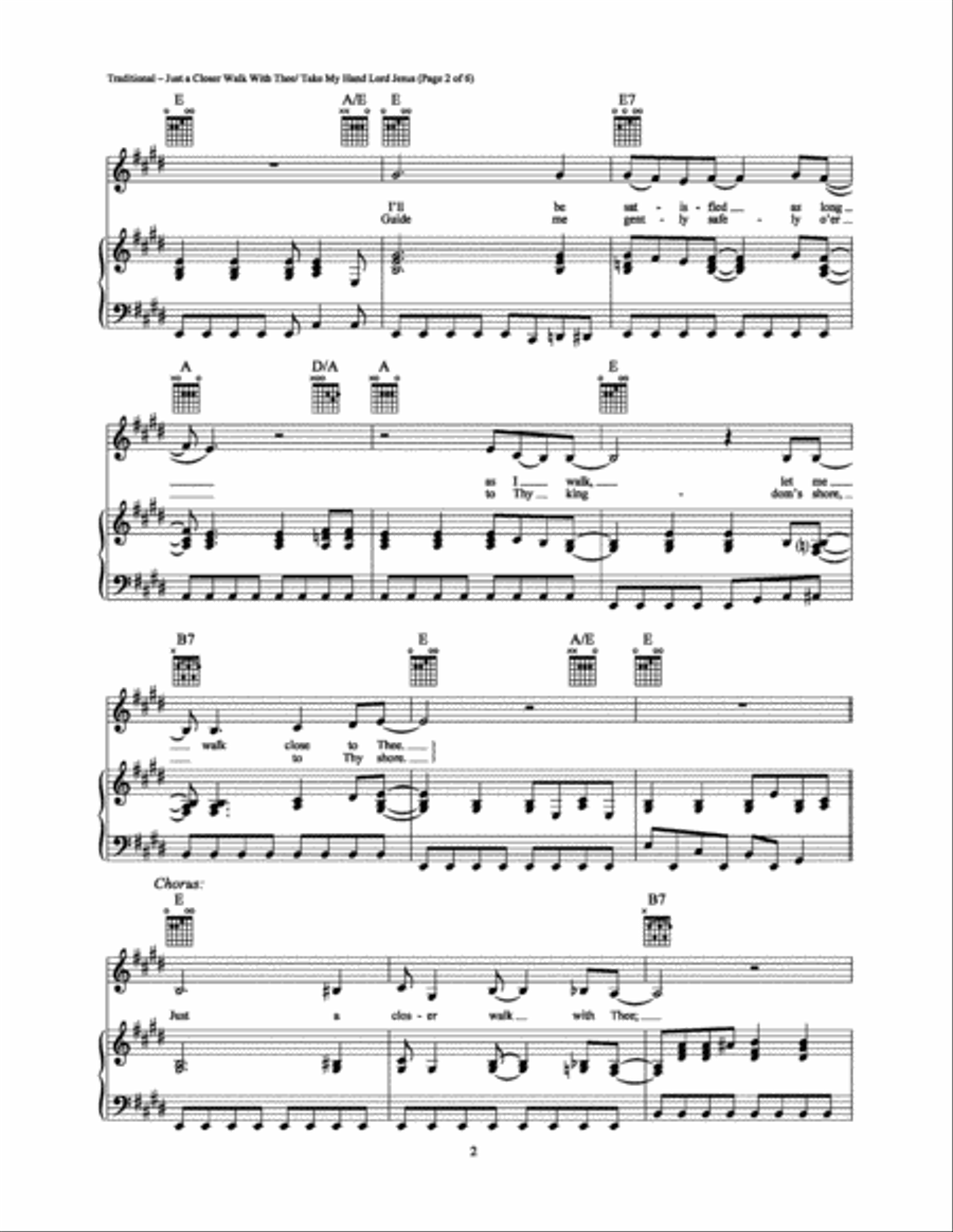 Just a Closer Walk with Thee/Take My Hand Lord Jesus Piano, Vocal, Guitar scores gallery preview page 2