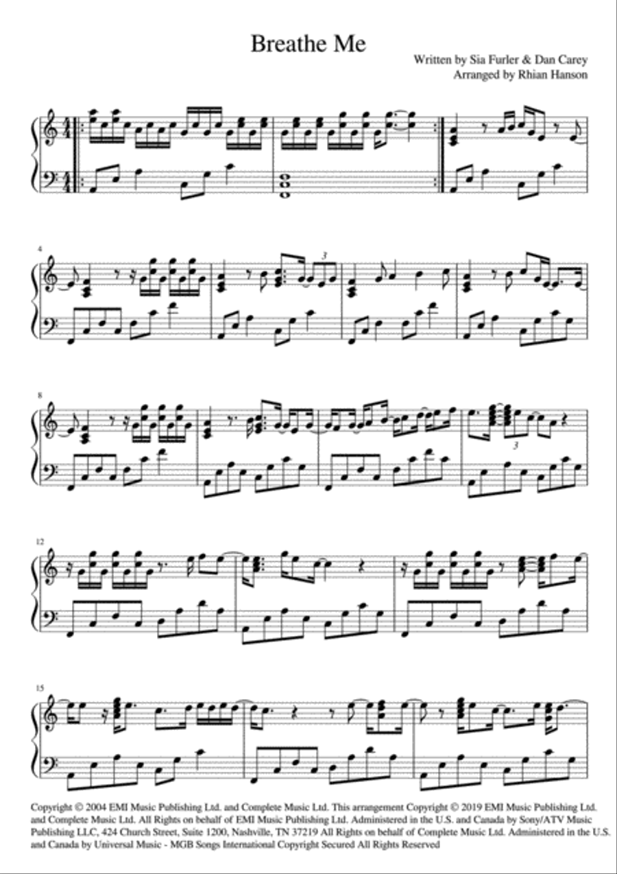Breathe Me Breathe Me Harp scores gallery preview page 1