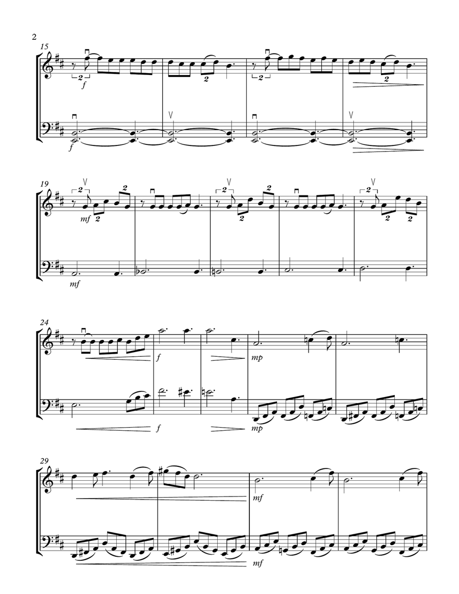Clair De Lune - Violin & Cello Duet - Claude Debussy arr. Cellobat String Duet scores gallery preview page 2