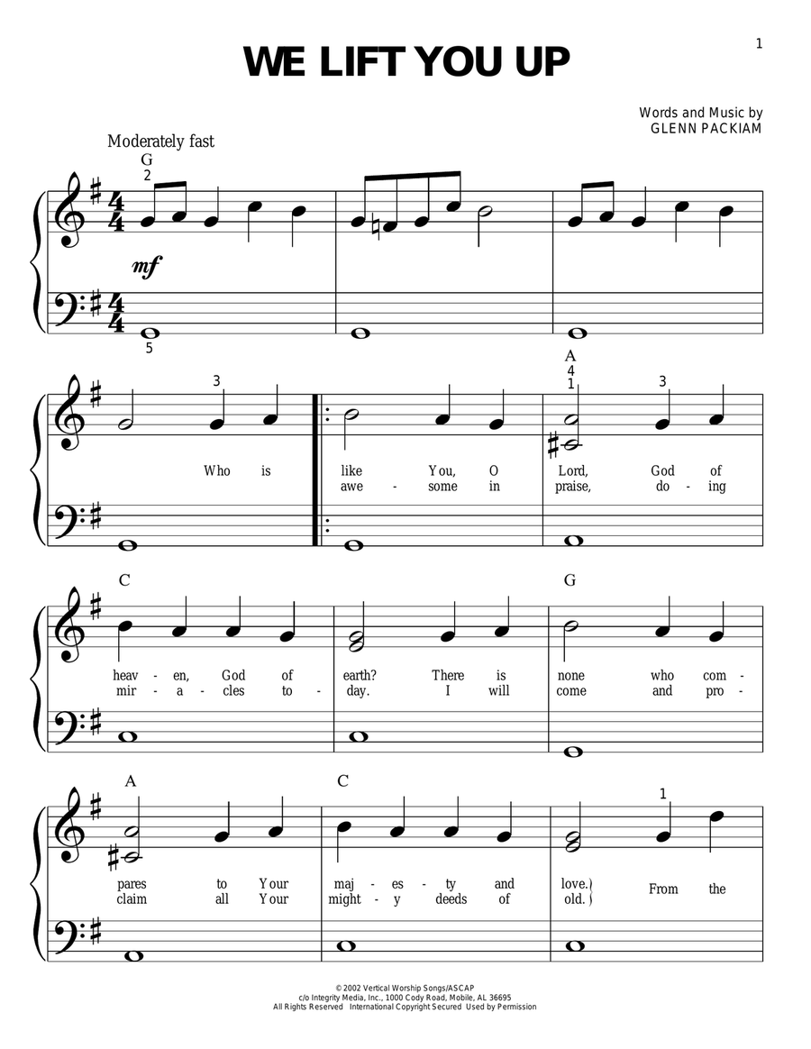 We Lift You Up We Lift You Up Easy Piano scores gallery preview page 1
