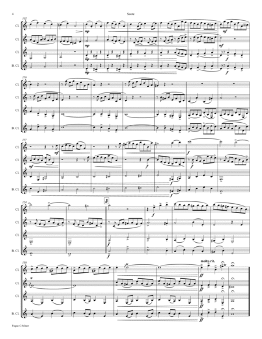 Fugue G Minor - (the 'little') - BWV 578 - Swing - Clarinet Trio Clarinet Trio scores gallery preview page 4