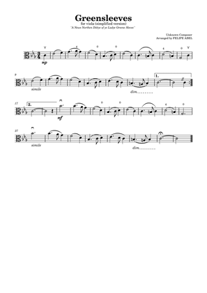 Greensleeves for Viola (Simplified Version)