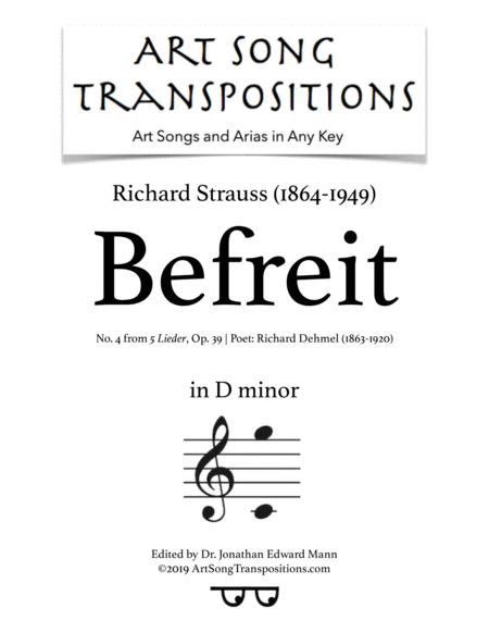 STRAUSS: Befreit, Op. 39 no. 4 (transposed to D minor)