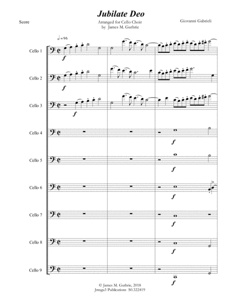 Gabrieli: Jubilate Deo Ch. 136 for Cello Choir image number null