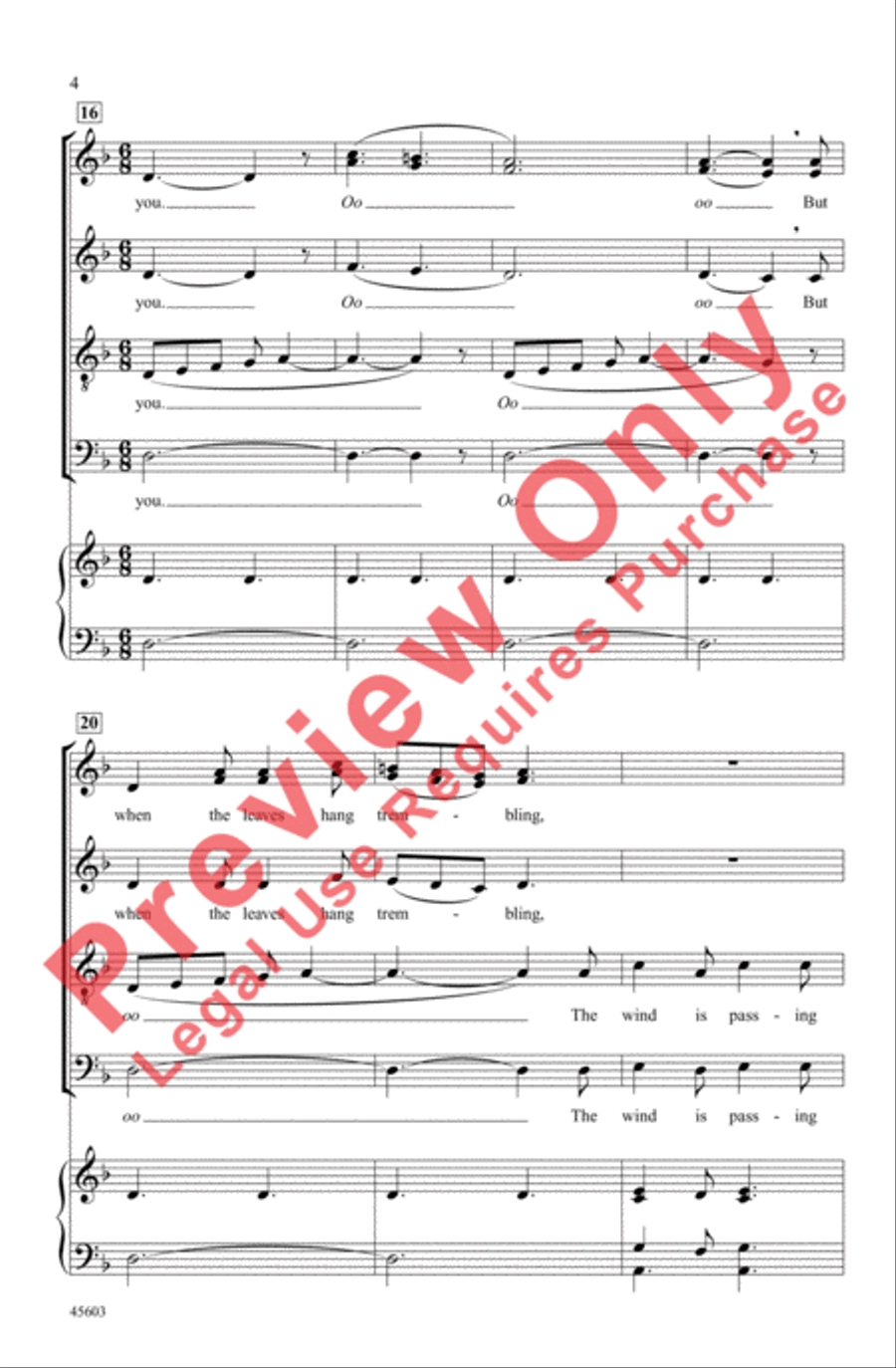 Who Has Seen the Wind? 4-Part scores gallery preview page 4