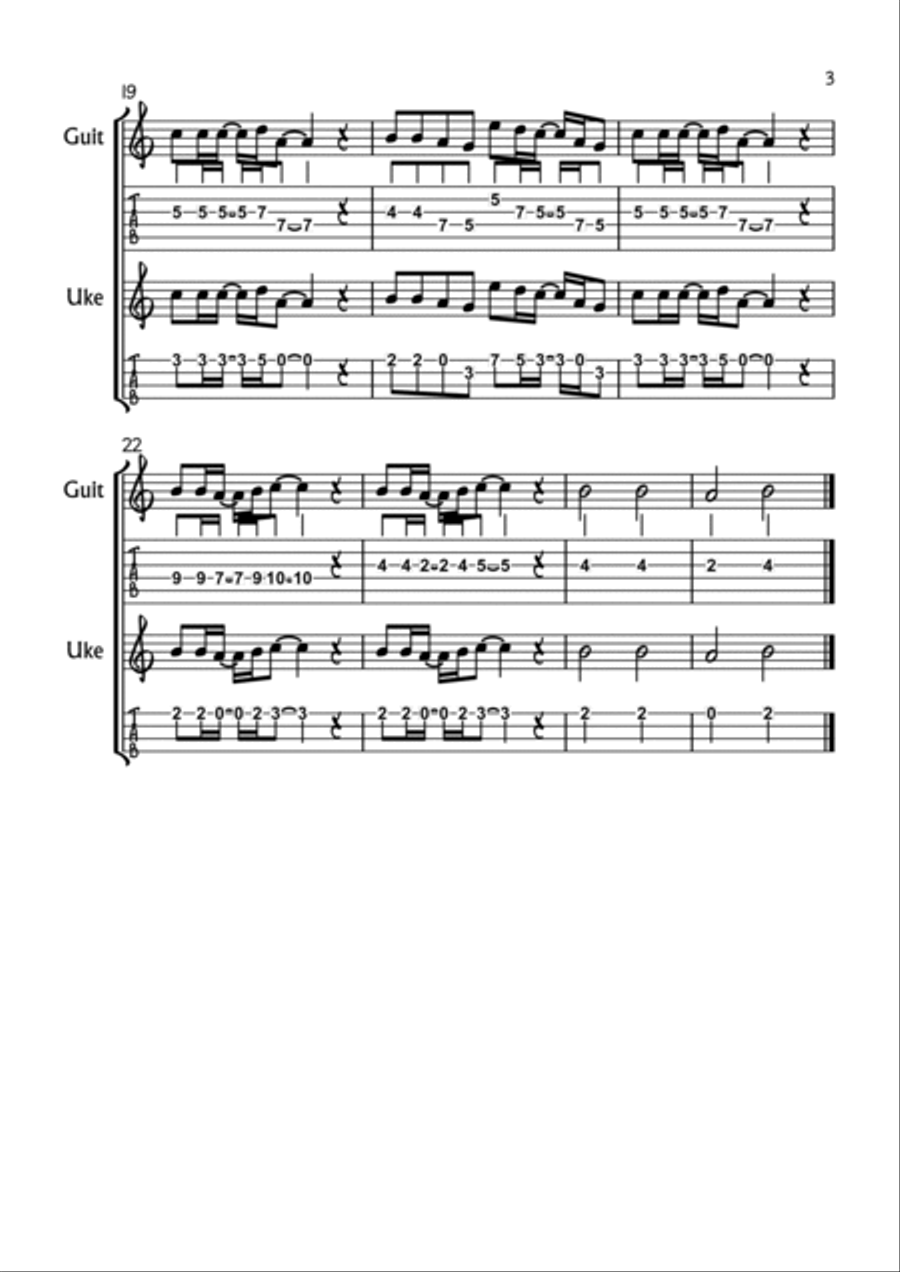 Fraggle Rock Theme Guitar Tablature scores gallery preview page 3