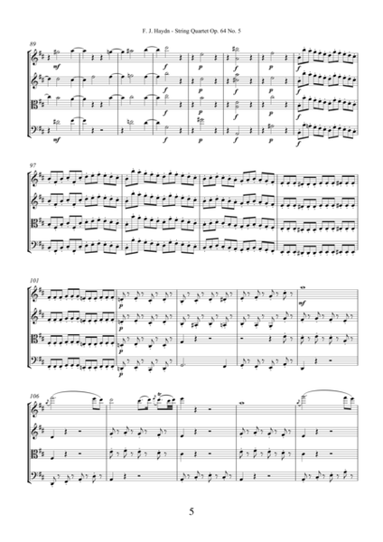 Haydn - String Quartet in D major Op.64 No.5 The Lark (full score)
