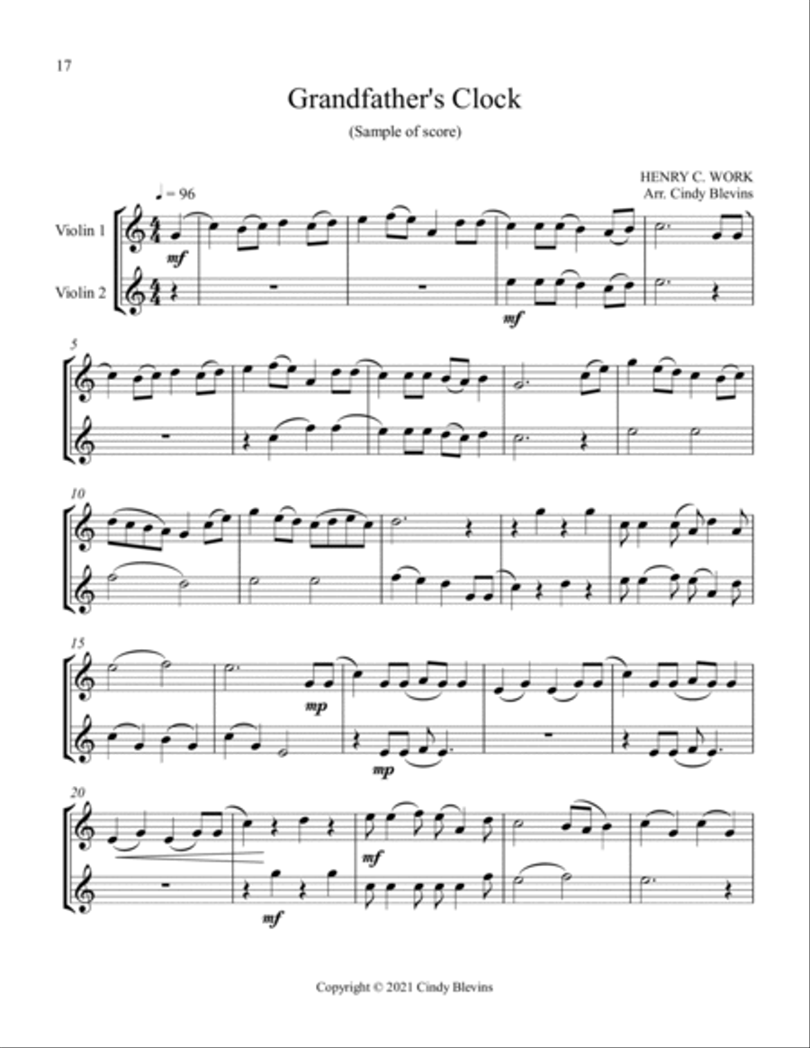 12 Favorite Folk Songs, Violin Duets String Duet scores gallery preview page 3