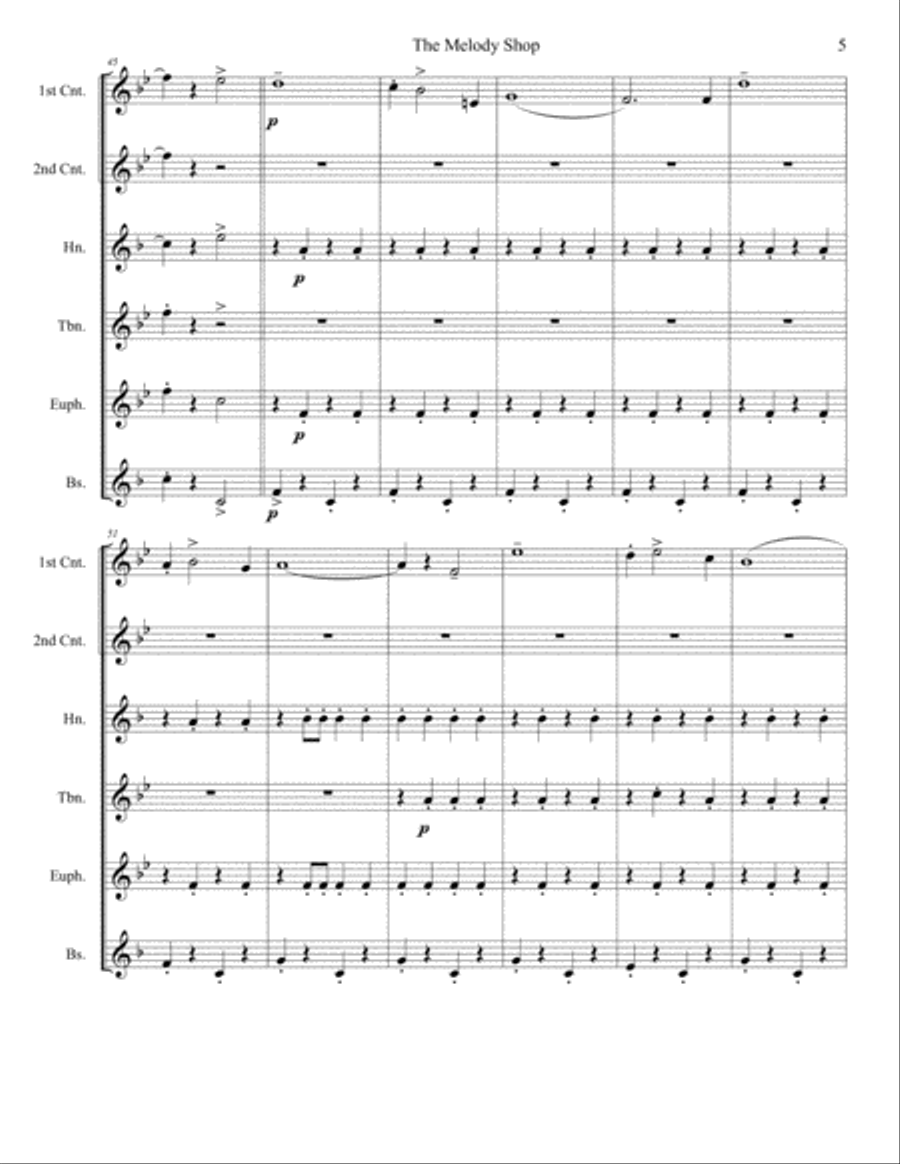Melody Shop March for Brass Sextet Brass Ensemble scores gallery preview page 5