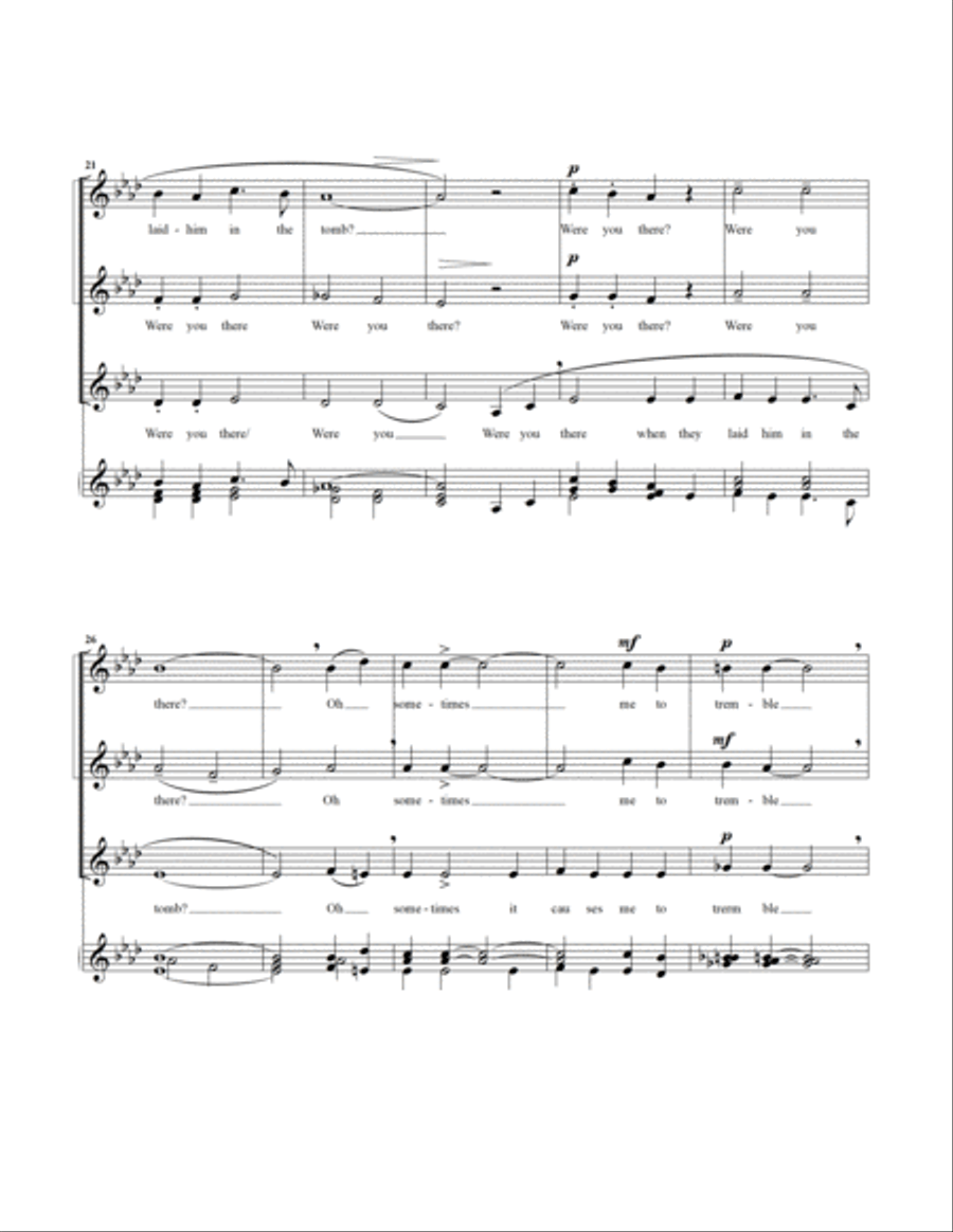 Were You There - traditional spiritual for SSA treble chorus SSA scores gallery preview page 4
