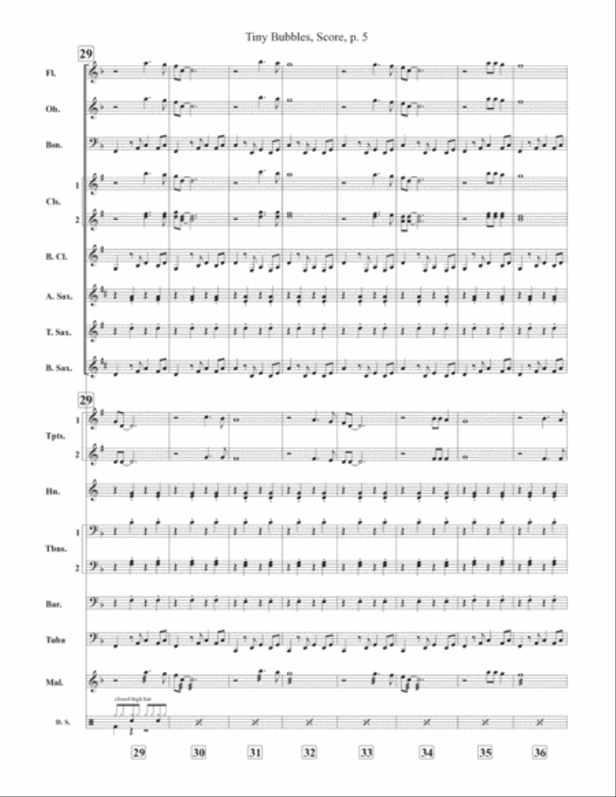 Tiny Bubbles Tiny Bubbles Concert Band scores gallery preview page 5