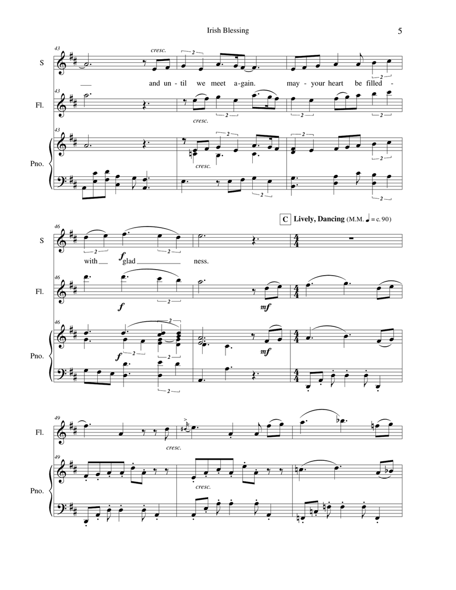 Irish Blessing for Soprano Voice, Flute and Piano Flute scores gallery preview page 6
