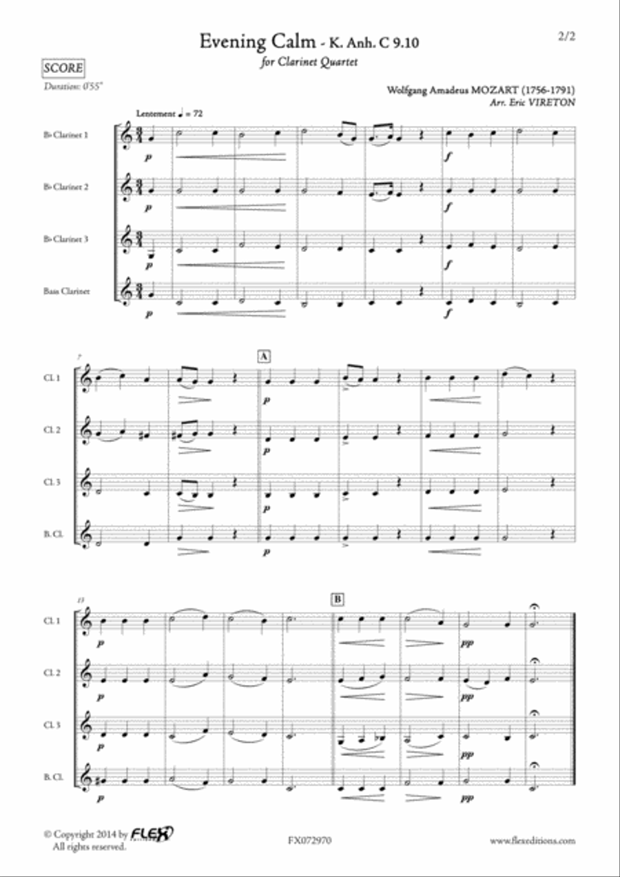 Evening Calm Evening Calm Clarinet Quartet scores gallery preview page 2