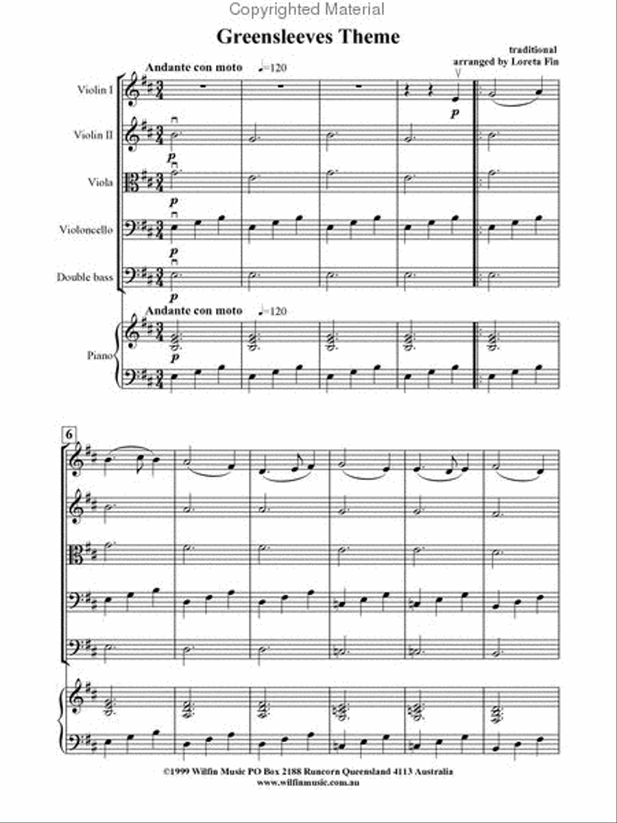 Greensleeves Theme String Orchestra scores gallery preview page 2