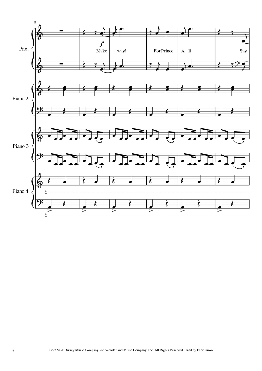 Prince Ali Piano Solo scores gallery preview page 2