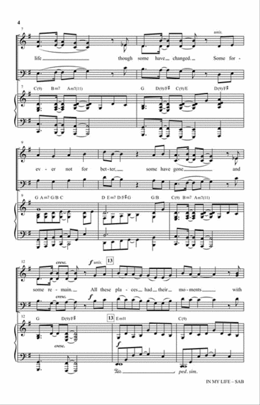 In My Life 3-Part scores gallery preview page 3