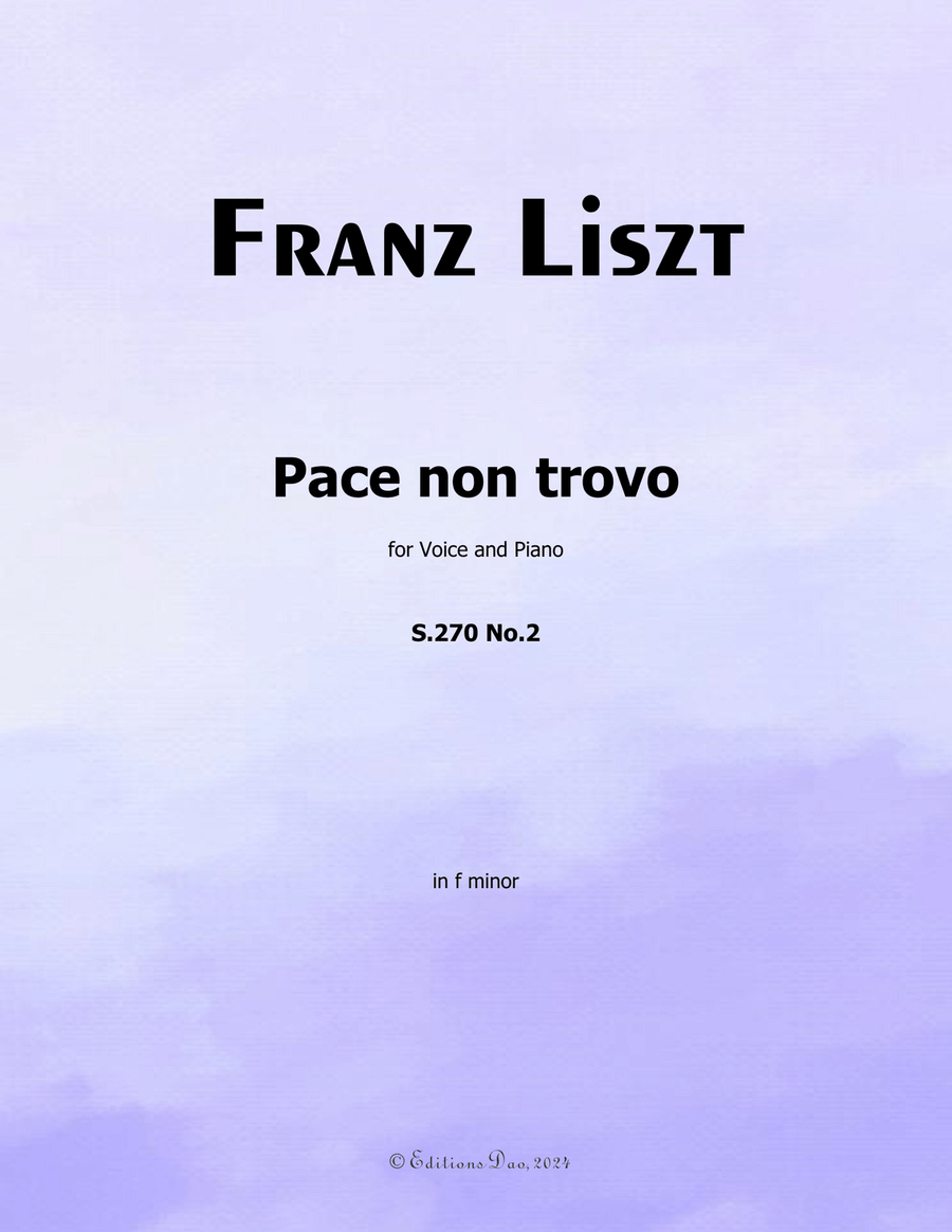 Pace non trovo, by Liszt, S.270 No.2, in f minor Voice scores gallery preview page 1