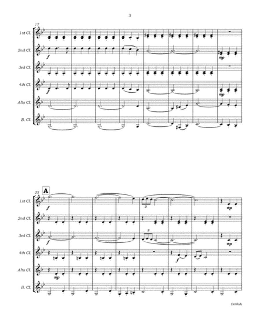Delilah Clarinet Choir scores gallery preview page 6