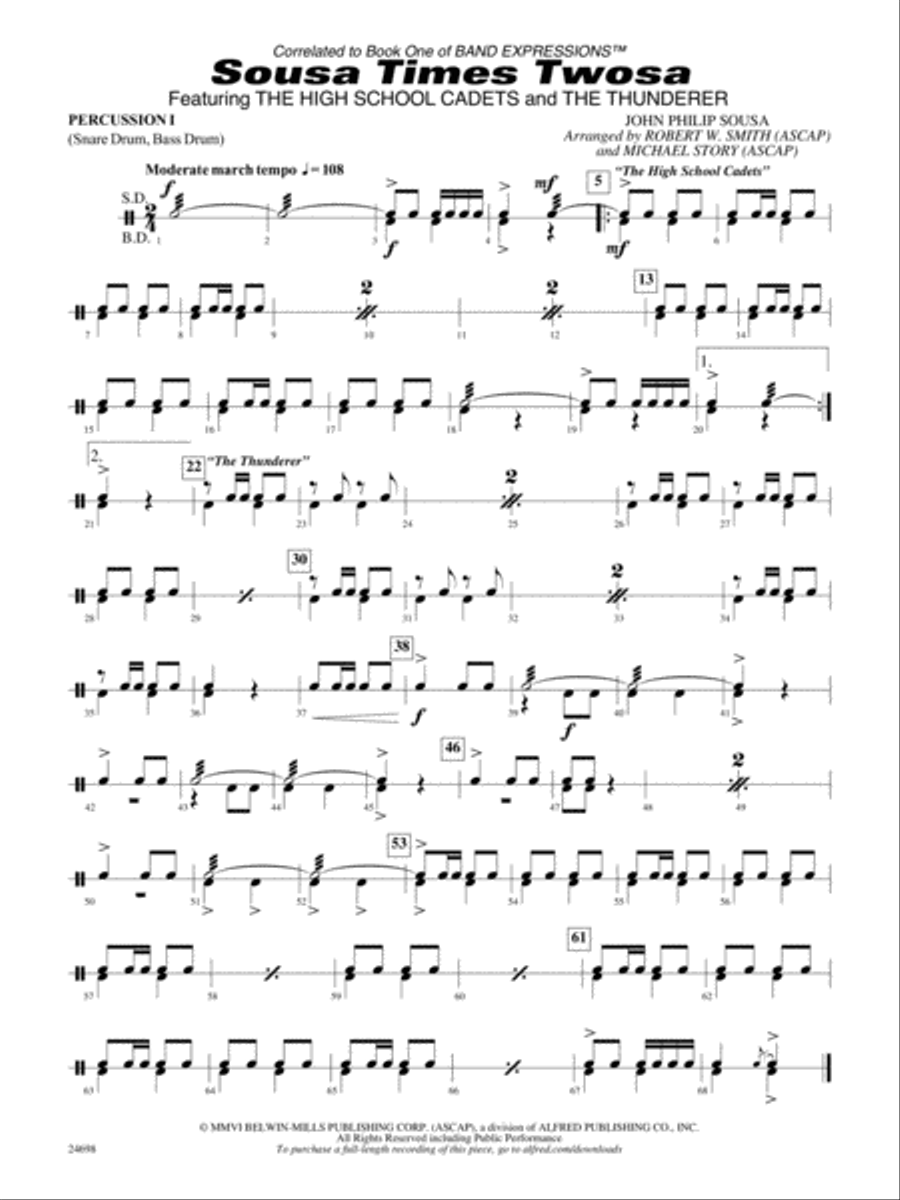 Sousa Times Twosa: 1st Percussion Concert Band scores gallery preview page 1