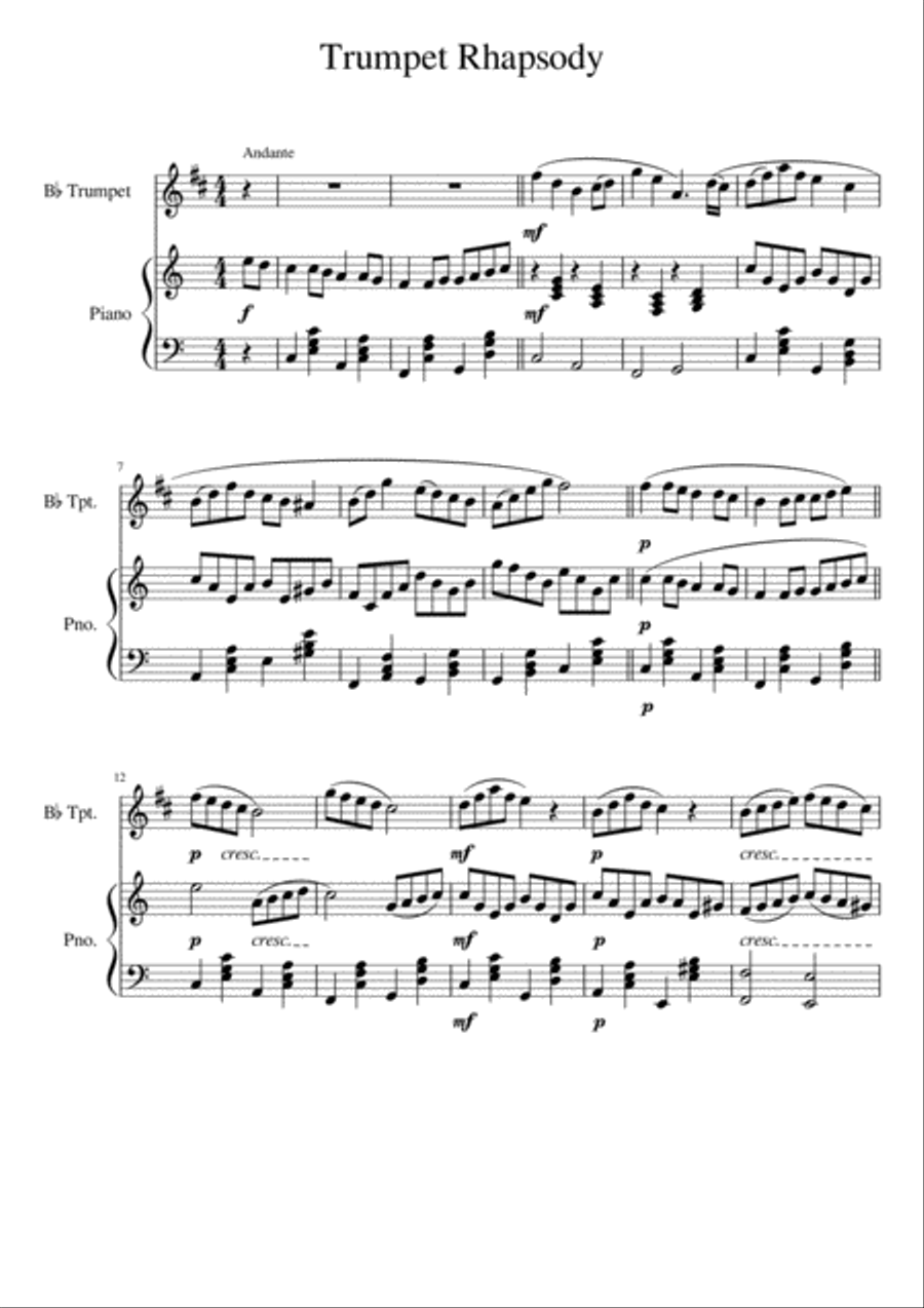 Trumpet Rhapsody Trumpet Rhapsody Trumpet Solo scores gallery preview page 1