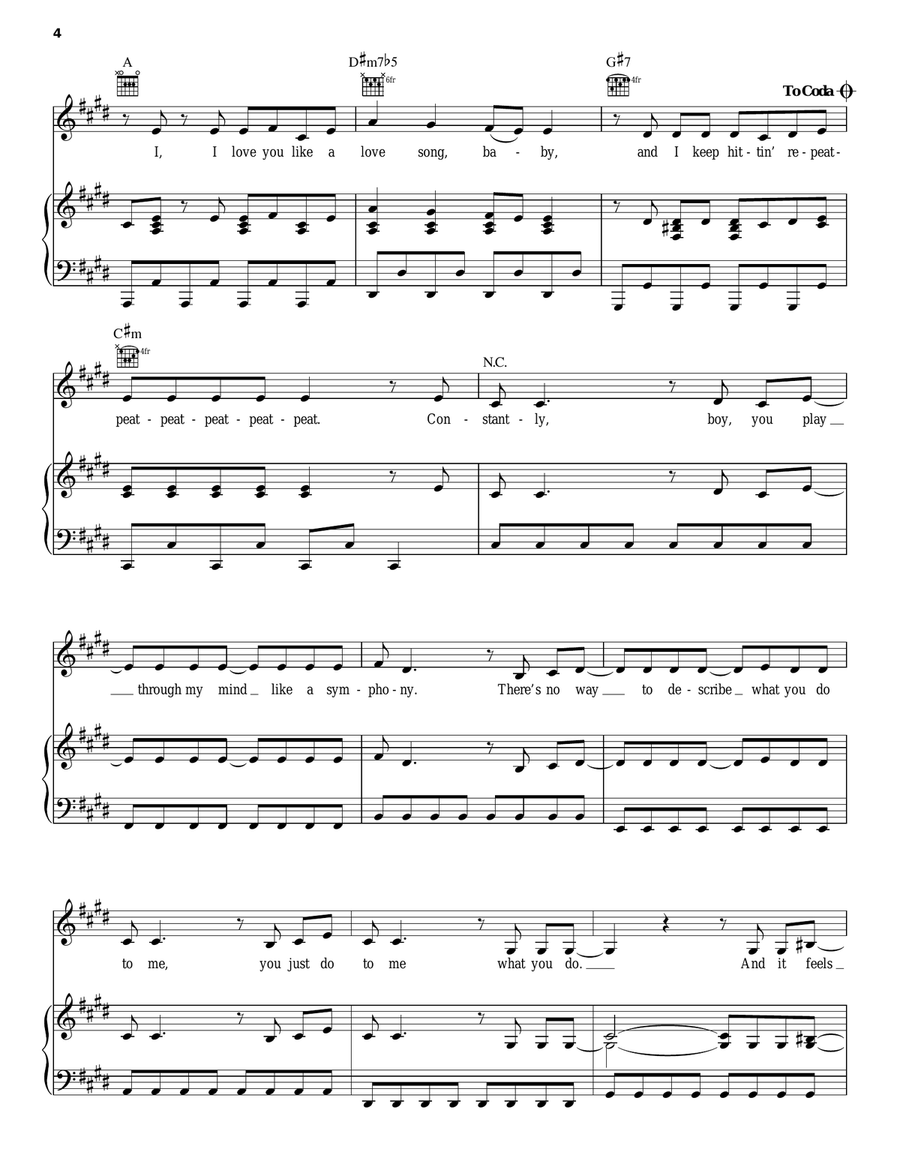 Love You Like A Love Song Piano, Vocal, Guitar scores gallery preview page 4
