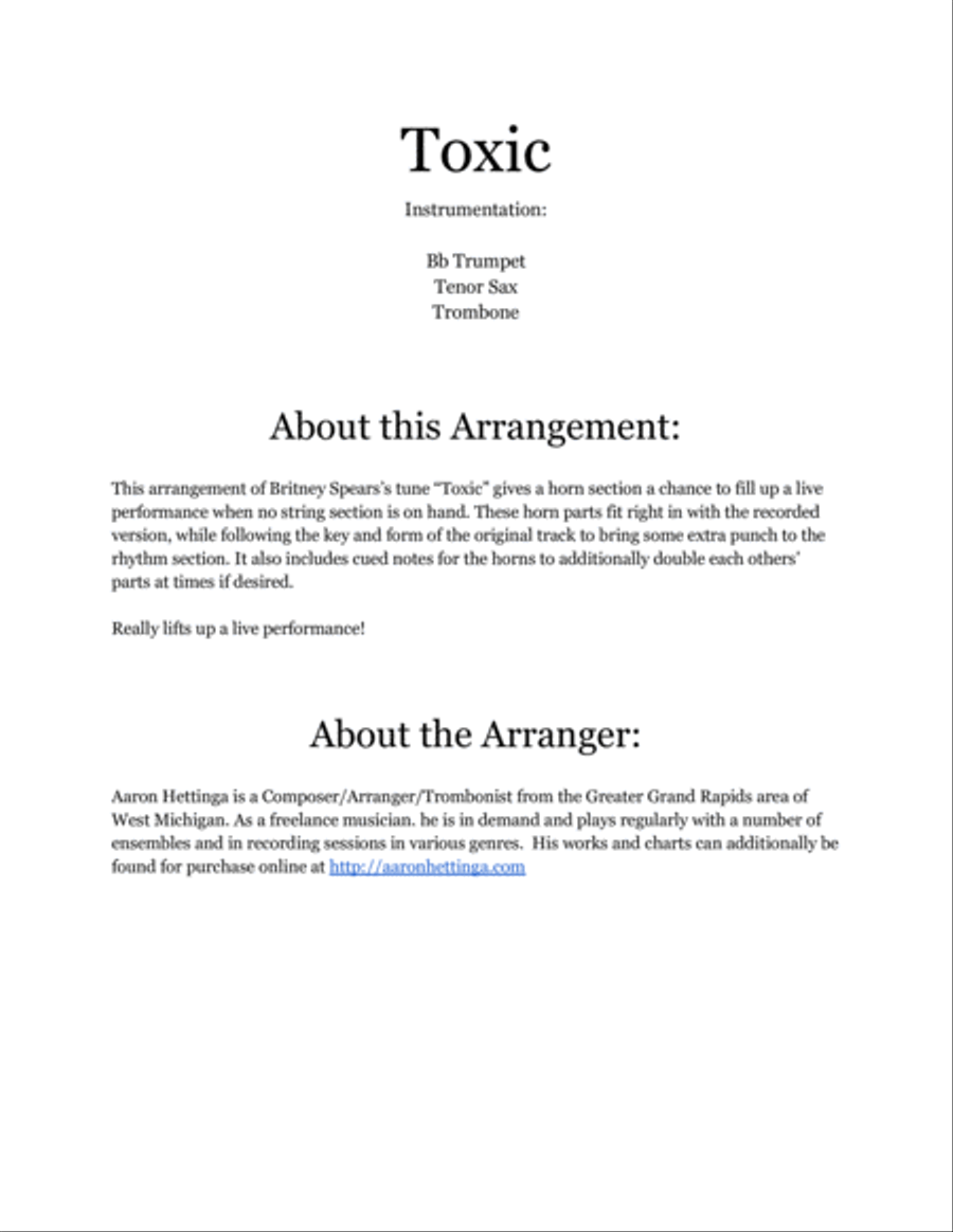 Toxic Small Ensemble scores gallery preview page 2