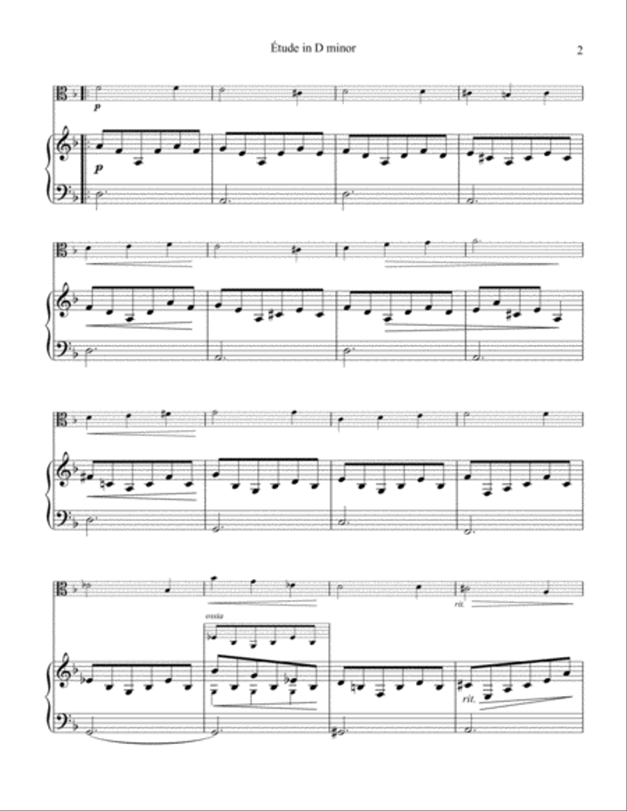 Étude (study) in D Minor Op. 35 No. 22 for viola and easy piano Viola scores gallery preview page 3