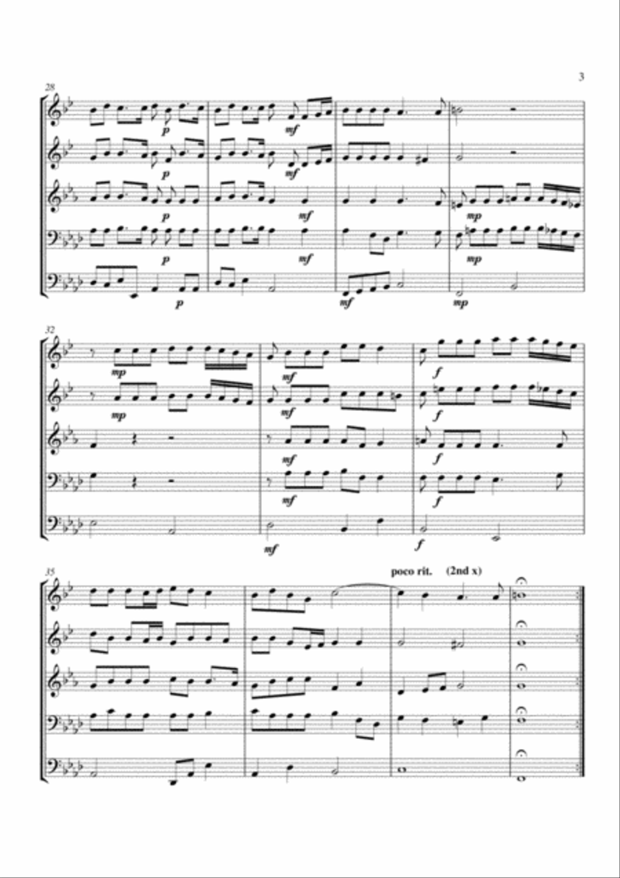 Sonata in Ab Brass Quintet scores gallery preview page 3