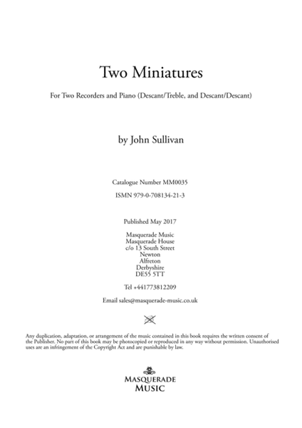 Two Miniatures for 2 Recorders and Piano image number null