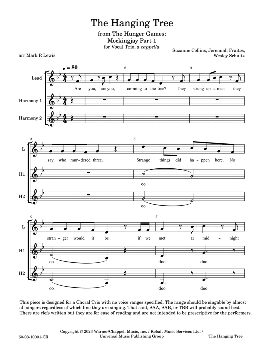 The Hanging Tree TTBB scores gallery preview page 1