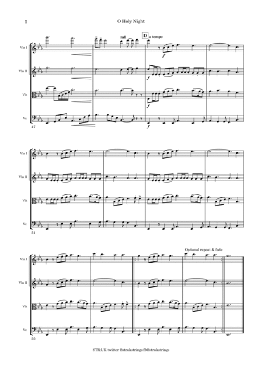 O Holy Night (String Quartet version) String Quartet scores gallery preview page 6