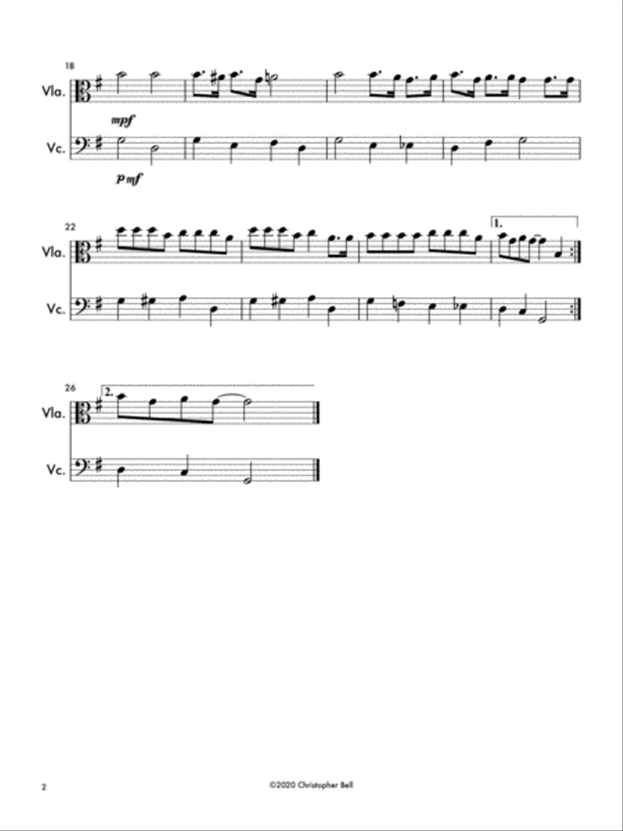Low Bridge (Fifteen Miles on the Erie Canal) - Viola/Cello Duet String Duet scores gallery preview page 2