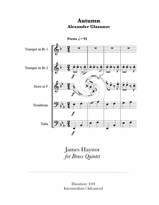 Book cover for Autumn for Brass Quintet