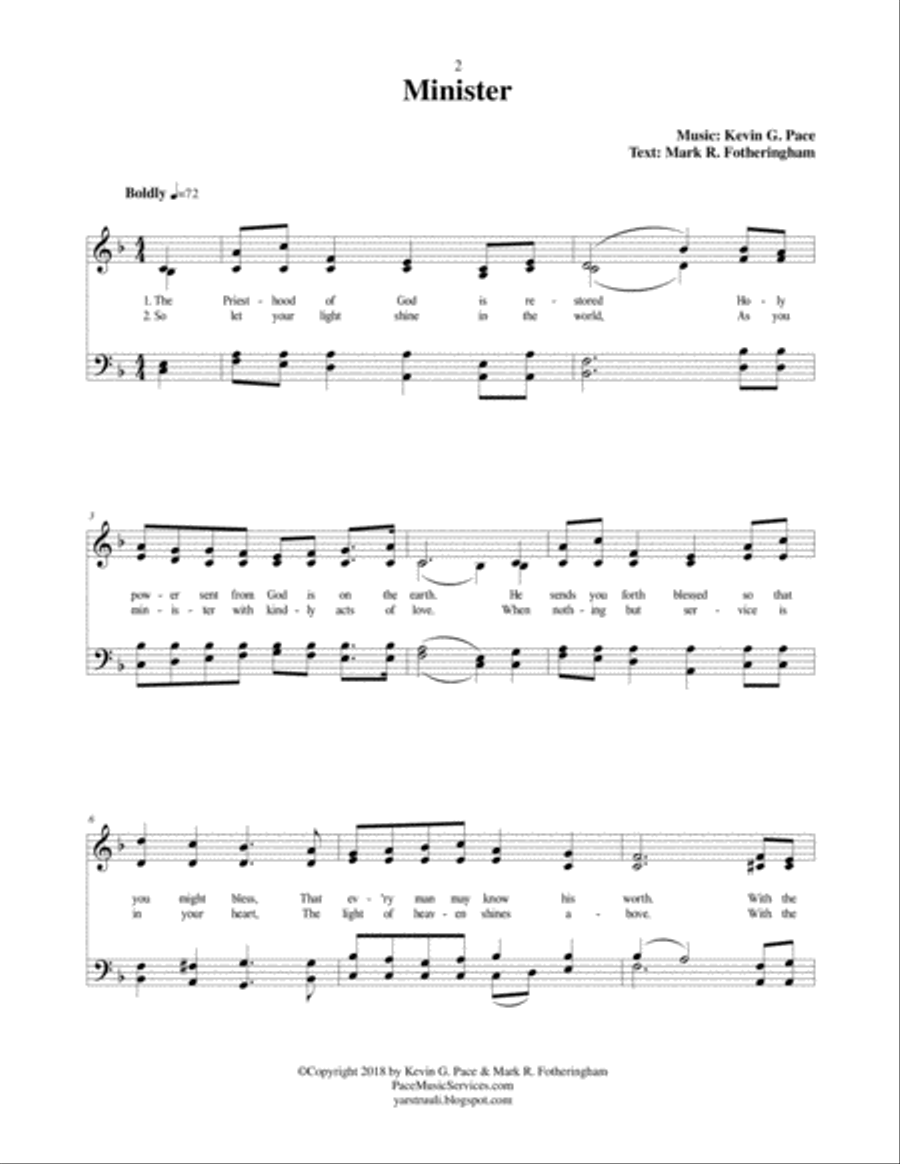Minister - an original hymn 4-Part scores gallery preview page 2