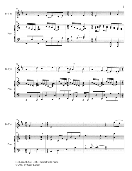 HE LEADETH ME (Duet – Bb Trumpet & Piano with Score/Part) image number null
